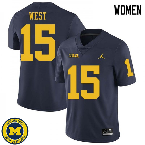 Womens Michigan Wolverines #15 Jacob West Navy Jordan Brand Alumni Jersey